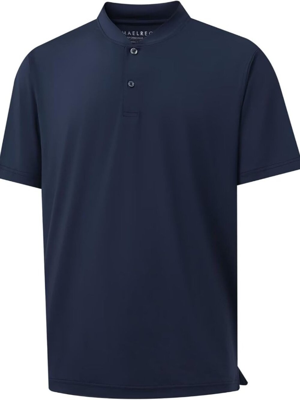 Mens Navy Dry Fit Henley Shirt Moisture Wicking Casual Performance Tee